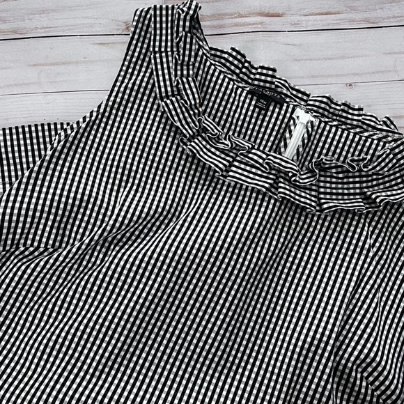 EUC Talbots Preppy Gingham Pleat Collar Shift Dress Black White size 14 Petite - Picture 8 of 14